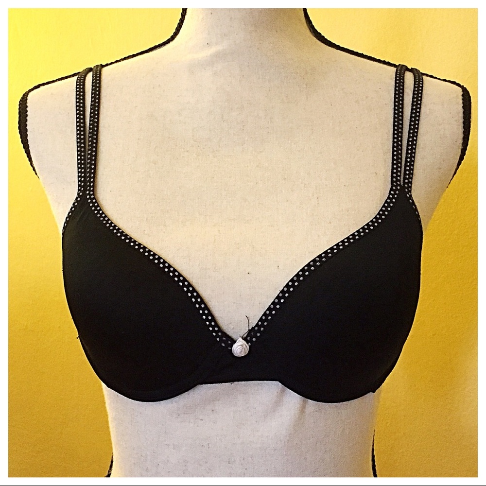 🌈Black Bra with Polka Dot piping🌈